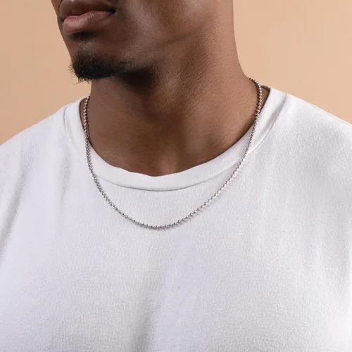 Miniatura 3 de PORI JEWELERS Collar de cadena de plata de ley 925 de 0.118 in, 0.157 in, 0.197 in, con corte lunar, fabricado en Italia, amarillo, plata
