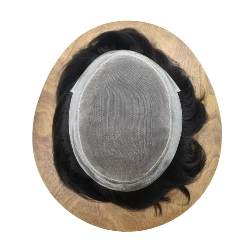 Miniatura 4 de Monofilamento fino para hombre, sistema de cabello humano Remy, piel de polietileno transparente alrededor del postizo de monofilamento, peluca