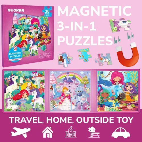Miniatura 2 de QUOKKA - Rompecabezas magnéticos para niños de 4 a 6 años - 36 piezas de sudoku, rompecabezas para niños de 2 a 4 años - Juegos de viaje para niños