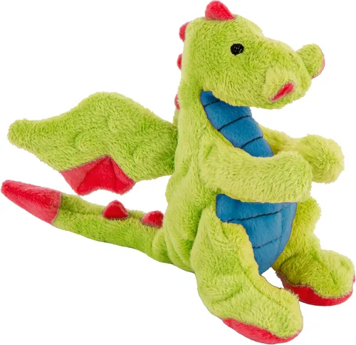 Miniatura 16 de goDog - Juguete de dragón de peluche chirriante para perro, tecnología Chew Guard, color azul claro, tamaño pequeño