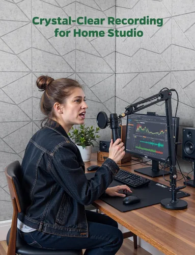 Miniatura 6 de Paquete de 18 paneles acústicos absorbentes de sonido para pared, hogar, oficina, Gary Cut-line Decorativo reducción de sonido, azulejos de techo