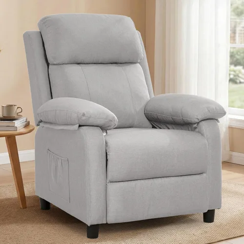 Miniatura 24 de Korser Silla reclinable, silla mecedora giratoria 360 grados para adultos, mecedora pequeña para espacios pequeños, tapizada de tela, reclinable