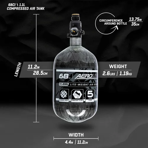 Miniatura 6 de HK Army Aerolite de fibra de carbono HPA Sistema de tanque de aire comprimido para paintball Transparente