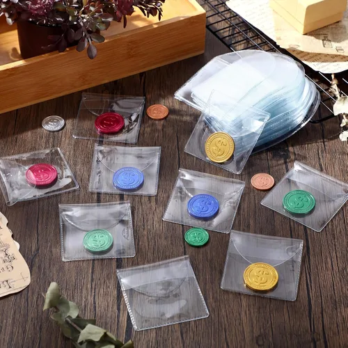 Miniatura 6 de Mimorou 100 fundas de plástico transparente para monedas, de un solo bolsillo, de 2 x 2 pulgadas, fundas de plástico transparente para cortar