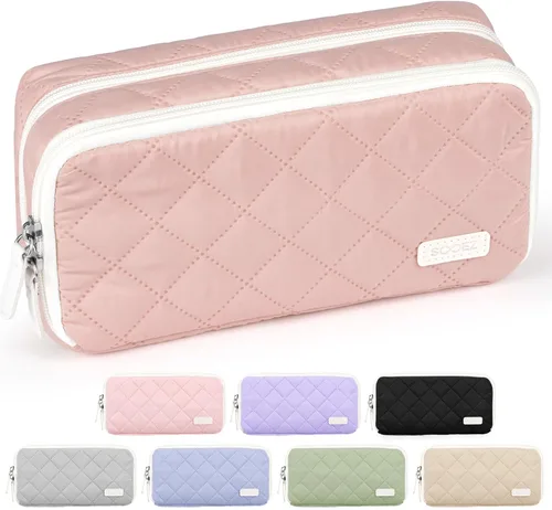 Miniatura 9 de Sooez Estuche grande para lápices, bolsa para lápices extra grande con 8 compartimentos, bolsa para bolígrafos de apertura amplia, organizador