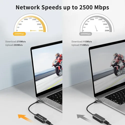 Miniatura 3 de CableCreation Adaptador USB C a 2.5G Ethernet, USB C 3.1 a RJ45 2.5 Gigabit LAN Thunderbolt 3, compatible con MacBook Pro MacBook Air iPad Pro