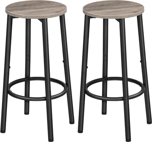 Miniatura 11 de HOOBRO Taburetes de bar, juego de 2 sillas de bar, taburetes altos redondos para cocina con reposapiés, taburetes de barra de desayuno, marco