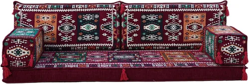 Miniatura 8 de arabicsofa Sofá Majlis Árabe Granate con Cojines – Sofá Modular de Dos Plazas de Suelo para Sala de Estar