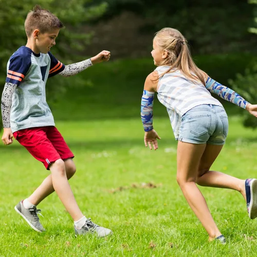 Miniatura 2 de Xuhal 10 pares de mangas de brazo para niños, jóvenes, baloncesto, fútbol, béisbol, protección UV, protección solar, compresión deportiva, cubierta