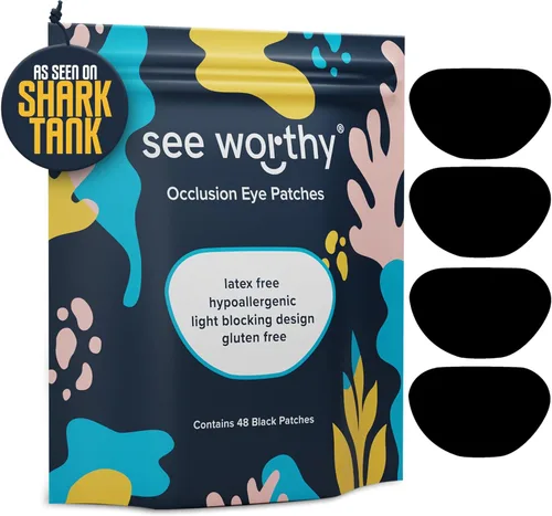 Parche adhesivo para ojos para niños y adultos - Como se vio en Shark Tank - Parche ocular transpirable y cómodo en negro para ojo perezoso -