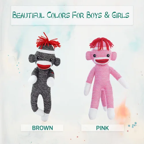 Miniatura 6 de Adorable mono calcetín de 8 pulgadas, el original juguete de peluche tradicional tejido a mano, regalo para niños, bebés, adolescentes, niñas