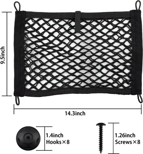 Miniatura 3 de Paquete Universal de 2 Redes de Carga Elásticas Pequeñas con Bolsillo Organizador, Bolsa de Almacenamiento de 36,3 x 24,1 cm, Red de Almacenamiento