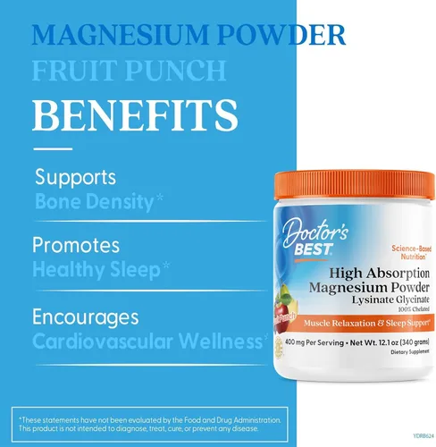 Miniatura 2 de Doctors Best - Polvo de magnesio de alta absorción glicinato de lisinato 100% quelado, relajación muscular y apoyo para dormir, sin gluten, vegano