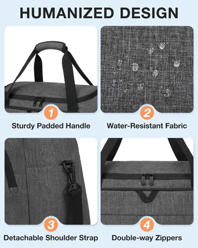 Miniatura 3 de Bolsa de lona para viajes, bolsa de viaje BAGSMART de fin de semana, bolsa de viaje con bolsa de aseo personal, bolsa de zapatos, Gris oscuro, Viajes