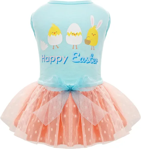 Miniatura 14 de cyeollo Vestido para perro para el día de San Valentín, ropa de vacaciones para perros con estampado de corazón, vestidos de tul para perros
