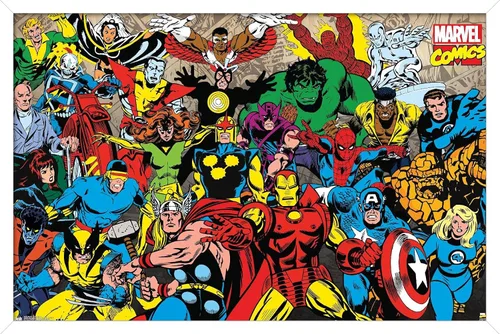 Miniatura 11 de Trends International Marvel Comics - Póster de pared con línea retro, 22.375 x 34 pulgadas, versión premium sin marco