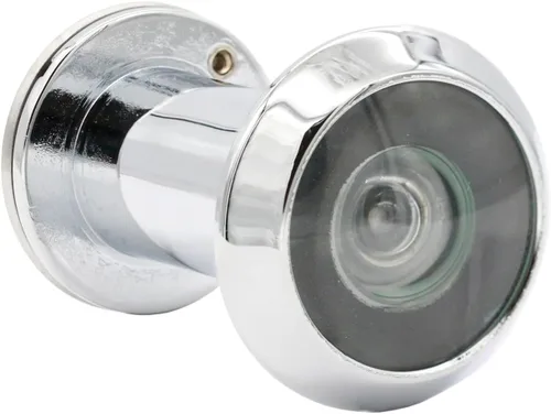 Visor de puerta frontal unidireccional de seguridad con ángulo de 200 grados, mirilla resistente hecha de latón con cubierta de privacidad, cromo,