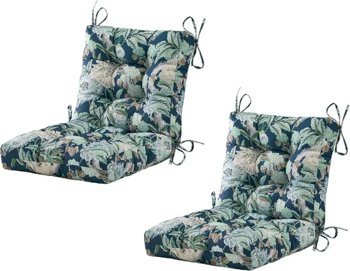 Miniatura 38 de BLISSWALK Cojines para sillas de exterior, 40 x 20 x 4 pulgadas, cojín de mimbre grueso con respaldo bajo y lazos para muebles de patio, floral