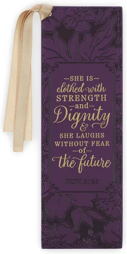 Miniatura 41 de Christian Art Gifts - Marcapáginas premium de piel sintética vegana con escritura bíblica para mujeres: Cuando ella habla - Proverbios 31:26, Marrón