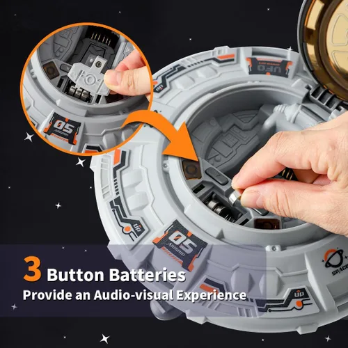 Miniatura 4 de Wbzle Rocket Ship Toy - Juego de juguetes espaciales con OVNI, avión, lanzacohetes, satélites, astronauta juguete con luz y sonido, juguetes