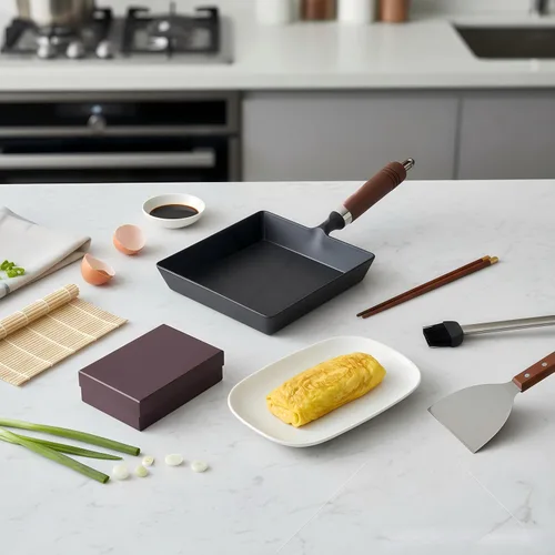 Miniatura 4 de Sartén japonesa Tamagoyaki de hierro fundido, pre-sazonada, tratada con nitrógeno líquido, no se oxida, lista para usar, mango de madera