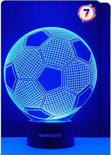 Lámpara de decoración de fútbol 3D, regalos para habitación de niños y niñas, juguetes de luz nocturna con control remoto, 7 colores cambiantes de