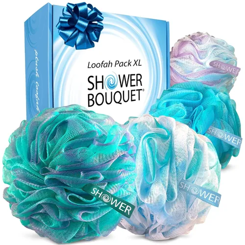 Miniatura 13 de SHOWER BOUQUET Esponja de baño de lufa XL Swirl-Deep-Deep-4-Pack/ Extra Grande 2.65 oz de malla suave Luffa Loofa Lufa Lufa Puff Set/Exfoliante