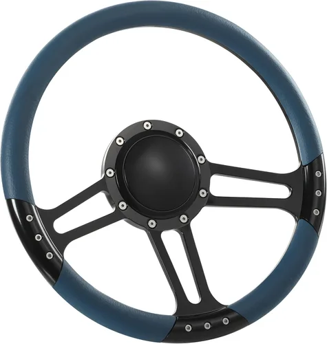Miniatura 5 de Volante de 9 pernos Billet de 14 pulgadas con botón de plato y bocina de 2 pulgadas (negro)