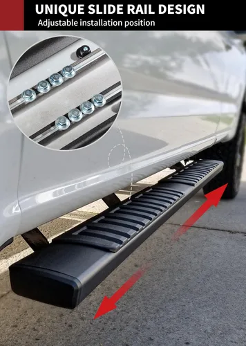 Miniatura 5 de YITAMOTOR Estribos de 6 pulgadas compatibles con Nissan Titan Crew Cab 2004-2024 y Titan XD Crew Cab 2016-2024 Escalones laterales de aluminio negro
