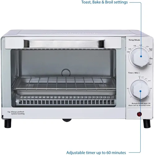 Miniatura 3 de Mainstay - Horno tostador combinado de electrodomésticos de cocina, se adapta a pizza de 9 pulgadas, capacidad de 4 rebanadas, circulación potente