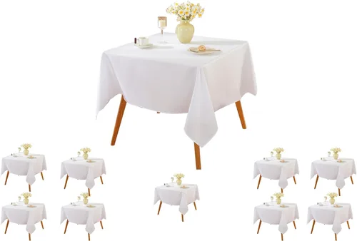 Miniatura 84 de Paquete de 5 Manteles Cuadrados 60 x 60 Pulgadas de Carbón, Mantel de Poliéster Lavable para Uso en Hogar, Fiesta, Boda o Restaurante.