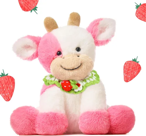 Miniatura 22 de Hopearl Adorable Vaca de Peluche, Juguetes de Vaca Flexible Suave, Animales de Peluche, Regalos de Cumpleaños Lindos para Niños, Niñas, Niños