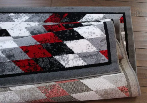 Miniatura 8 de Masada Rugs, Stephanie Collection - Alfombra de área del suroeste de nativos americanos, diseño desgastado 1106 rojo, gris, blanco y negro