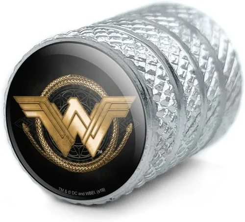 Miniatura 2 de GRAPHICS & MORE Wonder Woman Movie Golden Lasso Logo Tire Rim Wheel Aluminio Valve Stem Caps