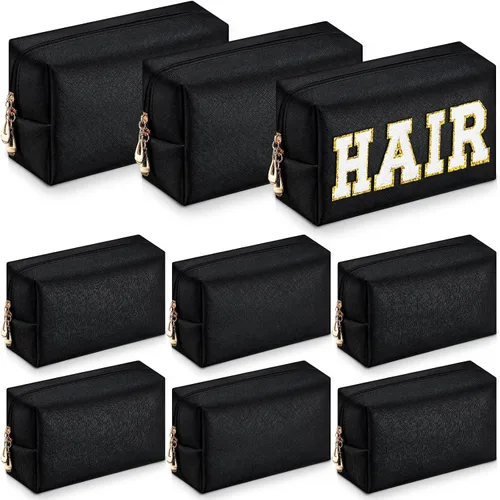 Miniatura 22 de Sanwuta 9 bolsas de maquillaje a granel de poliuretano con doble cremallera, bolsa de cosméticos, artículos de tocador de maquillaje, bolsa pequeña
