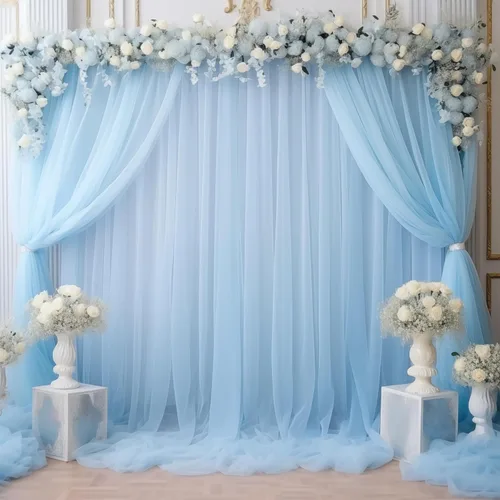 Miniatura 23 de Cortinas de fondo de tul azul de 10x10 para fiestas, cortina de fondo transparente para fotos de boda, cortinas para baby shower, fotografía, fiesta