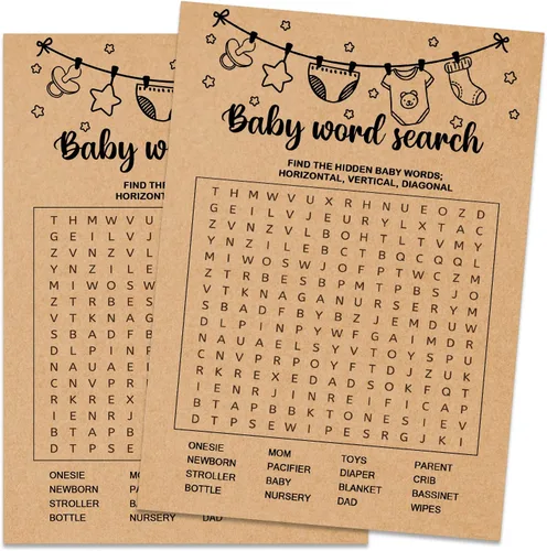 Miniatura 12 de Baby ABC Juego de Baby Shower, 30 unidades, kraft, juego de mesa, todas las edades, inglés, cartulina, manual, unisex, baby shower y alfabeto