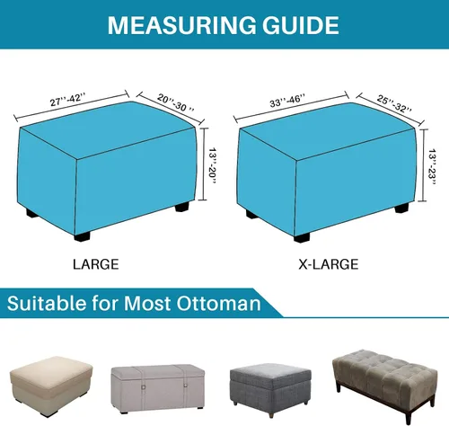 Miniatura 5 de Funda otomana de terciopelo, fundas rectangulares para reposapiés, funda elástica para taburetes de pies, protector de muebles con parte inferior