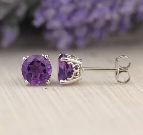 Miniatura 5 de Aretes de oro blanco macizo de 14 quilates, 0.236 in redondos cada uno