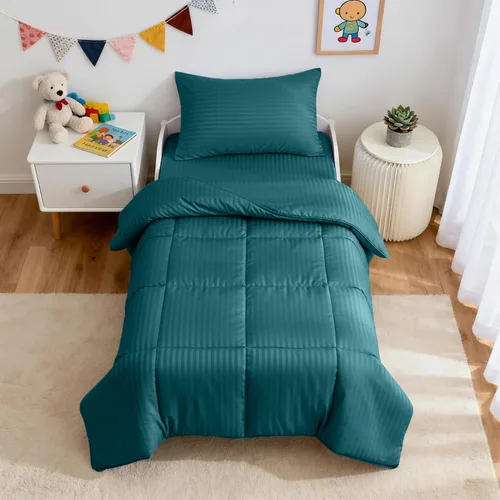 Miniatura 9 de ZPECC Juego de Ropa de Cama para Niños Pequeños - Juego de Ropa de Cama Hipoalergénica para Cuna de Bebé de 4 Piezas para Niños y Niñas, Incluye