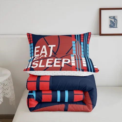 Miniatura 4 de Feelyou Juego de edredón de baloncesto para niñas y niños, juego de ropa de cama con juegos de pelota, decoración de habitación, regalo para amantes