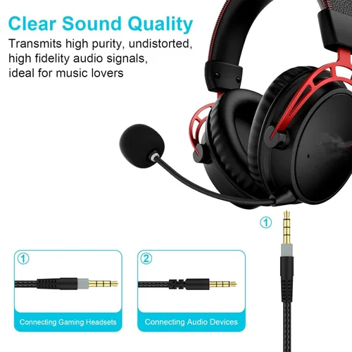 Miniatura 4 de Cable de audio Cloud Alpha de repuesto con controles de silencio y volumen compatible con auriculares Kingston Cloud Alpha y Cloud Mix