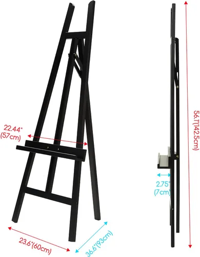 Miniatura 6 de MEEDEN Soporte de caballete de exhibición para cartel: soportes de madera ajustables para pintar, un caballete de arte para lienzo de hasta 60 Negro
