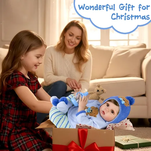 Miniatura 3 de Aori Reborn Baby Boy - Muñeca realista de 22 pulgadas con peso y cuerpo ultra suave, chupete y traje, muñeca de vinilo suave hecha a mano para niños