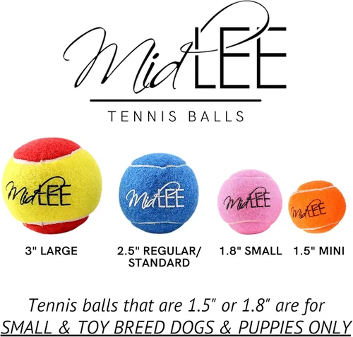 Miniatura 8 de Midlee Pelotas de tenis para perros XS de 1.5 pulgadas, paquete de 12 (sólidas, 1.5 pulgadas)
