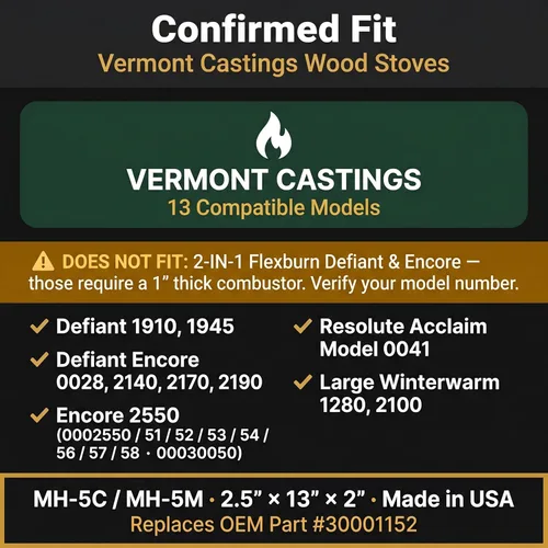 Miniatura 2 de Midwest Hearth Catalizador de repuesto para estufa de leña Vermont Castings Defiant Encore (2.5" x 13" x 2" Cerámica)