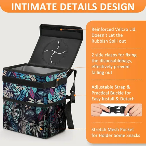 Miniatura 4 de Vankor - Bote de basura para automóvil, bolsa de basura para colgar, impermeable, a prueba de fugas, latas de basura para vehículos, hojas coloridas