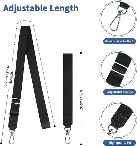 Miniatura 4 de CACOE Cordón para teléfono, 2 unidades, 1 correa ajustable para el cuello, 1 correa de muñeca, 2 almohadillas, cordón universal multifuncional