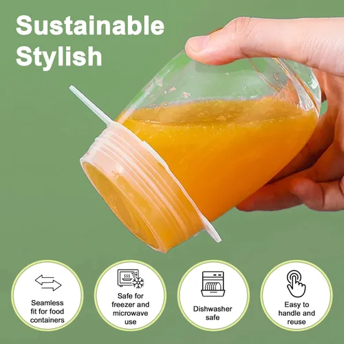 Miniatura 5 de Tapas elásticas de silicona reutilizables para almacenamiento de alimentos – Cubiertas elásticas para tazones que se ajustan a contenedores redondos