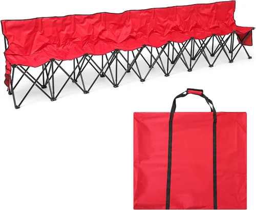 Miniatura 8 de Kigley Banco de fútbol plegable de 6 asientos, banco lateral portátil de equipo deportivo para campamento de fútbol, viajes, eventos, asientos al
